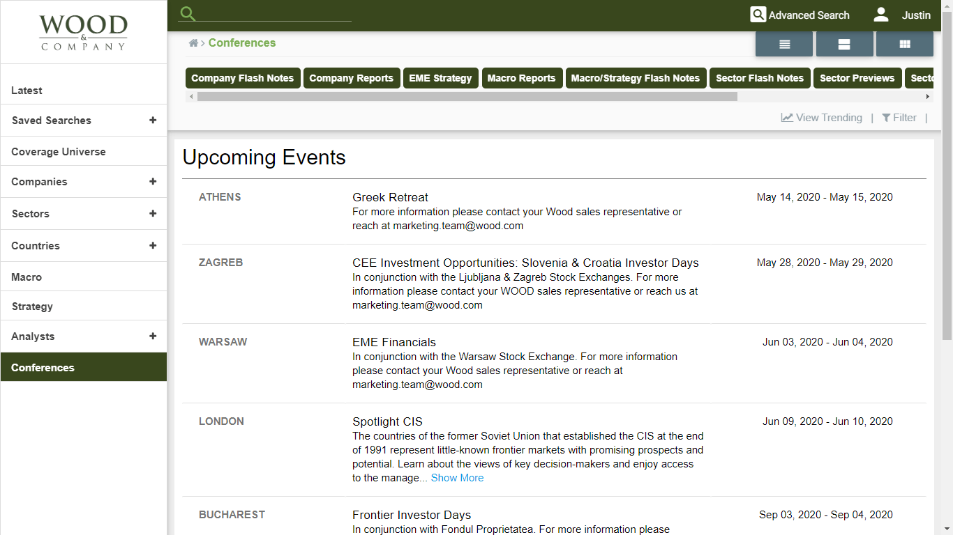Wood & Co. Events Page